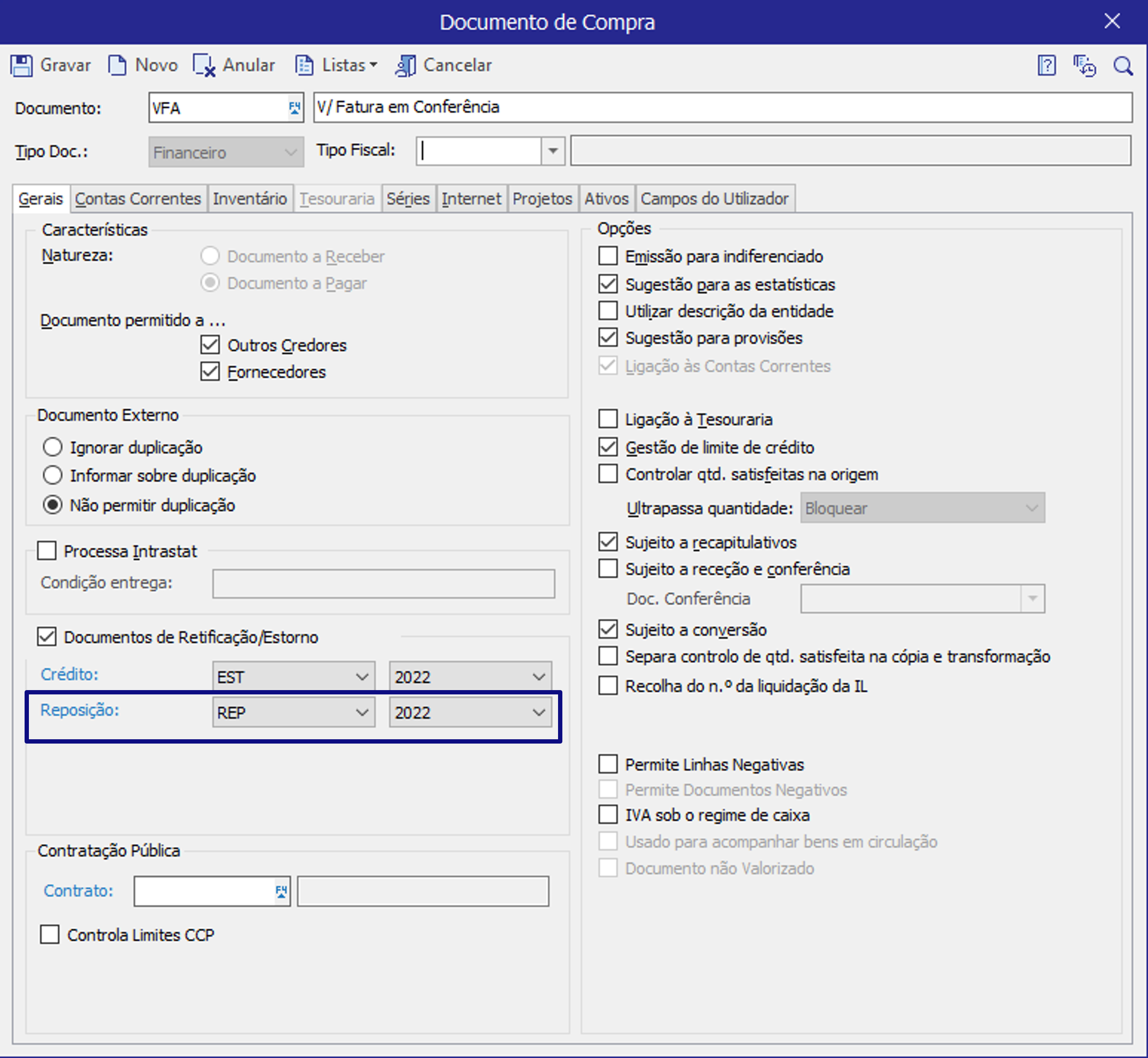 Exemplo de configuração